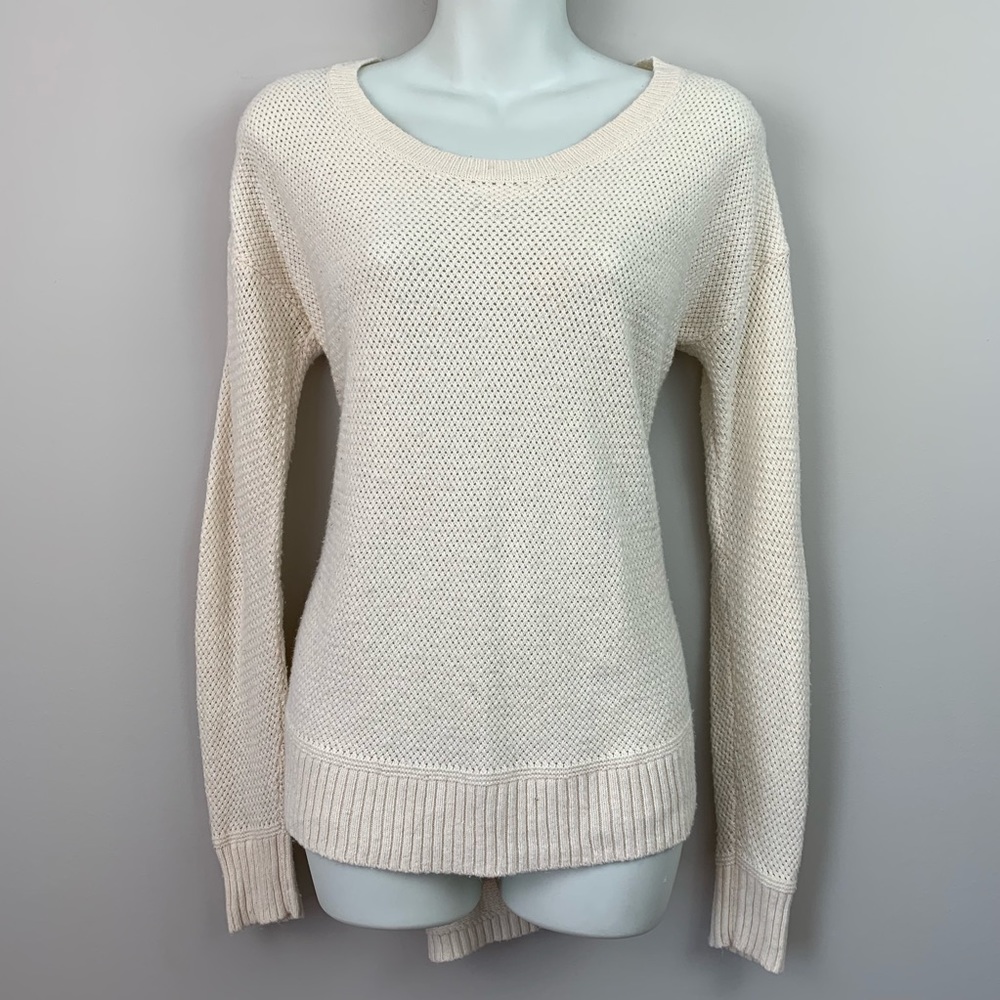 Madewell waffle knit pullover ivory size XS LS